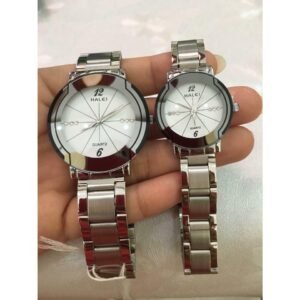 silver chain white dial couple